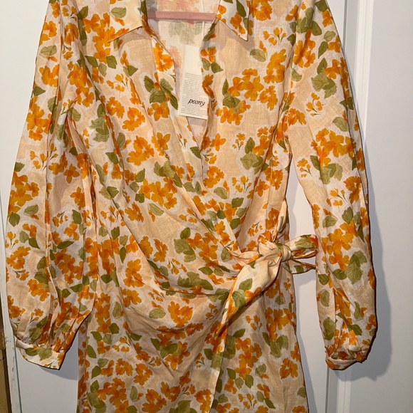 Peony Orange Floral Print Wrap Dress $315 size Small - Picture 3 of 12